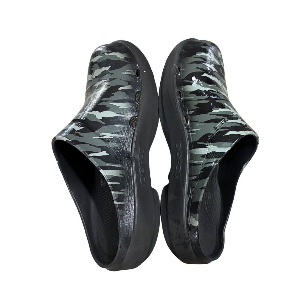 Oofos OOCloog Recovery Clogs Mens Size 8 Grey Black Camo Good Slip On Shoes - Picture 2 of 6